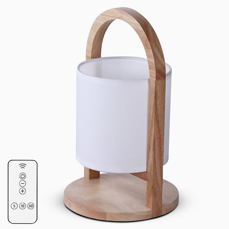 Faro Wood and Linen Cordless Lantern Lamp