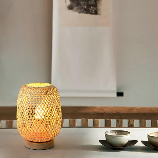 Japanese Rattan Table Lamp