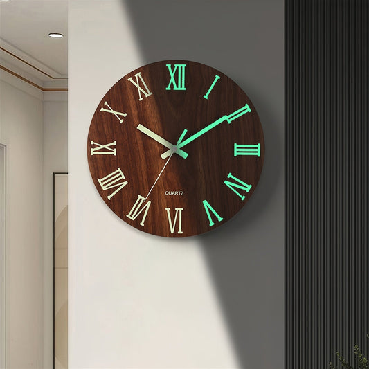 Nordic Walnut Glow in the Dark Wall Clock