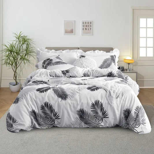 Scandinavian Botanical Cotton Duvet Cover Set