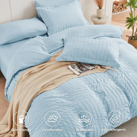Japanese Seersucker Microfiber Duvet Cover Set