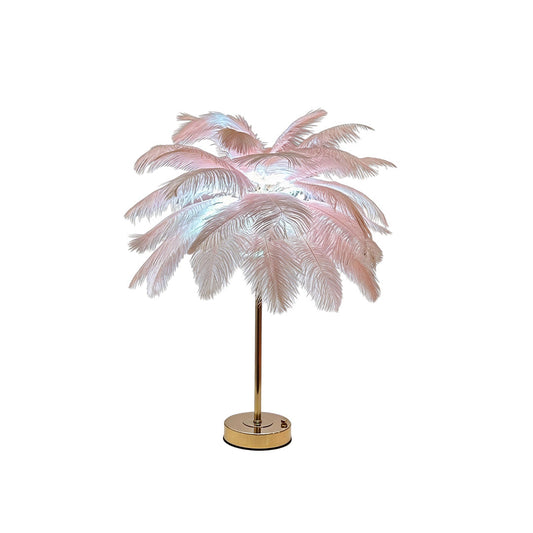 French Ostrich Feather Table Lamp