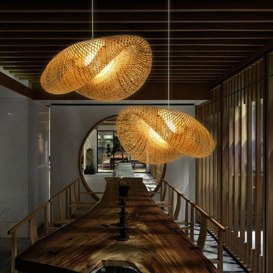Vela bamboo pendant over a dining table