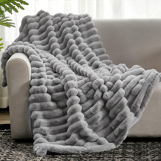 Scandinavian Textured Plush Throw Blanket