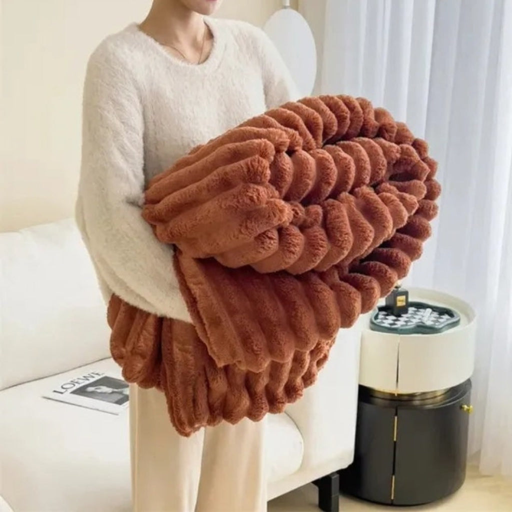 Scandinavian Textured Plush Throw Blanket