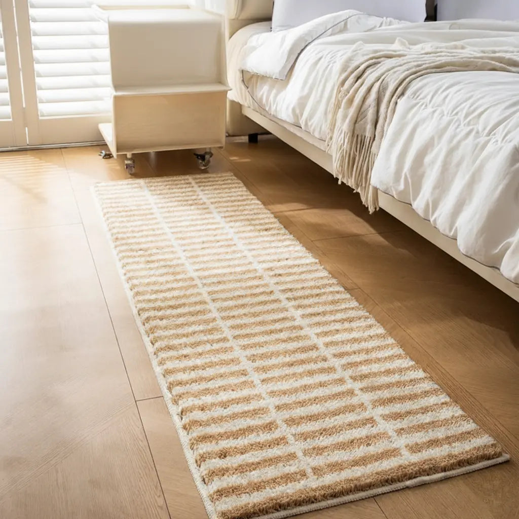Modern Geometric Flocked Bath Rug