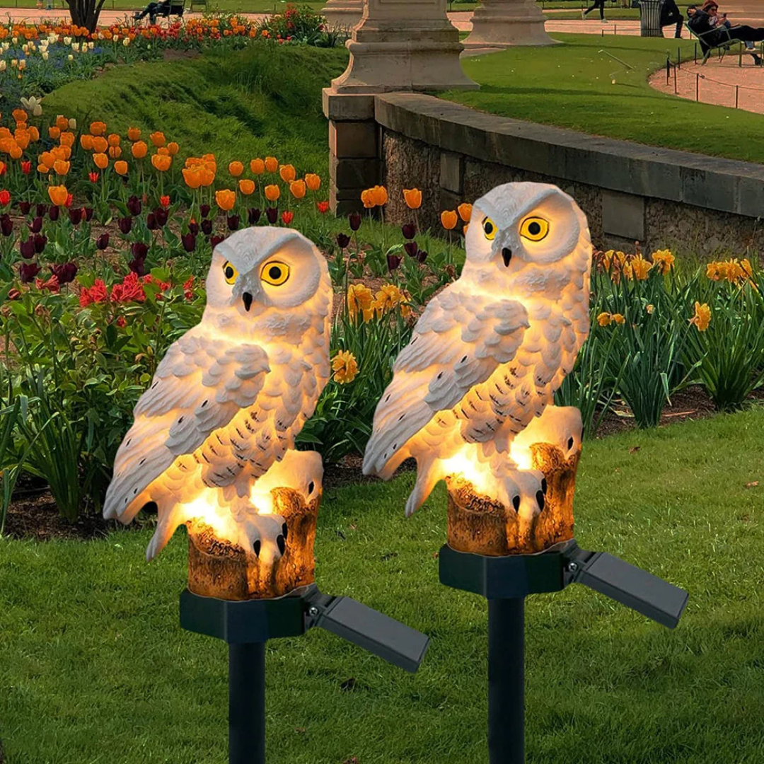 Scandinavian Solar Owl Garden Path Light