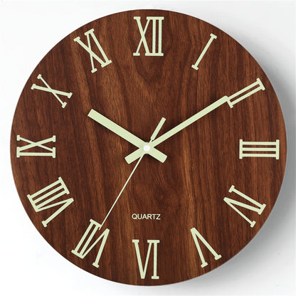 Nordic Walnut Glow in the Dark Wall Clock