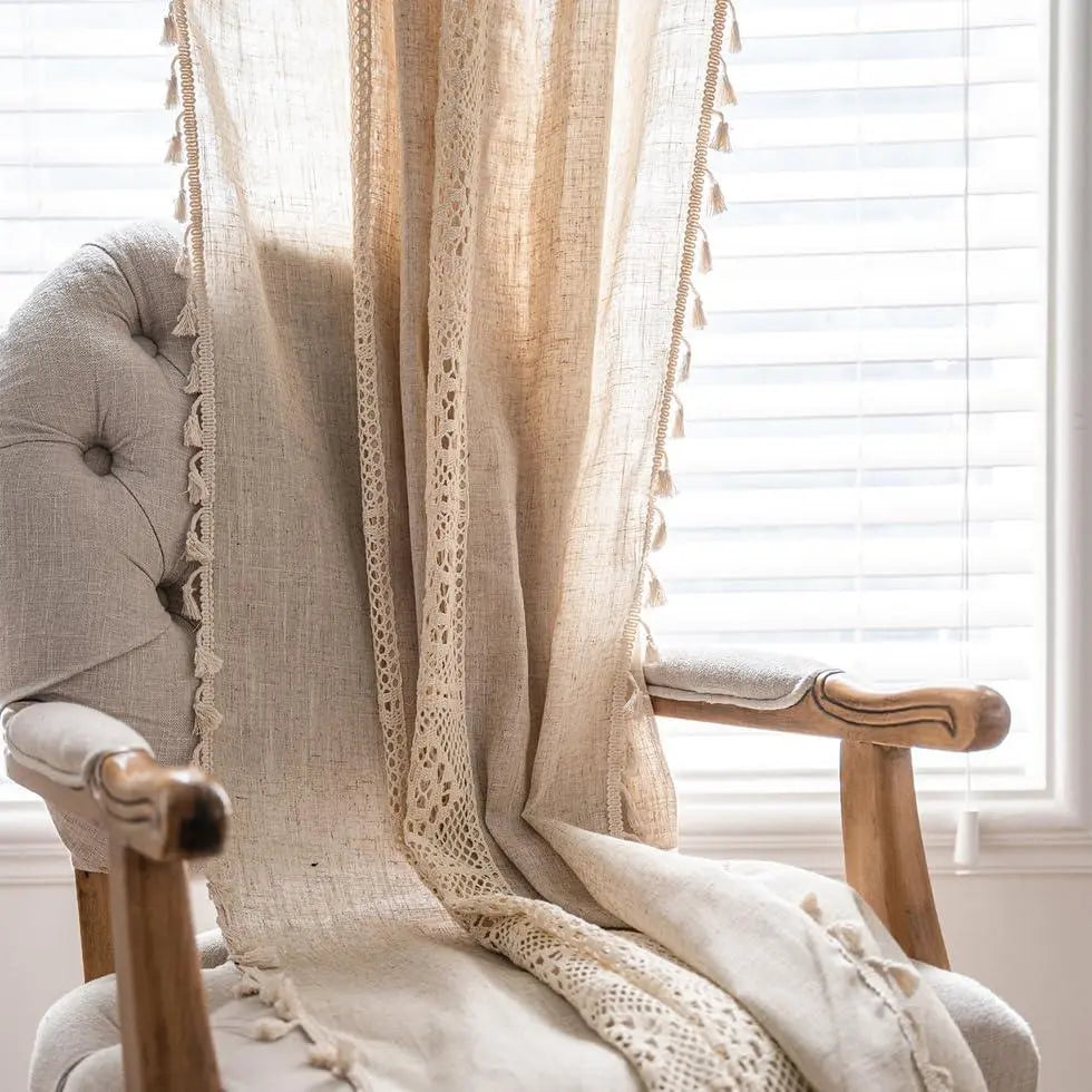 Mediterranean Boho Linen Curtains