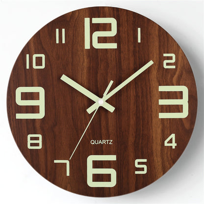 Nordic Walnut Glow in the Dark Wall Clock