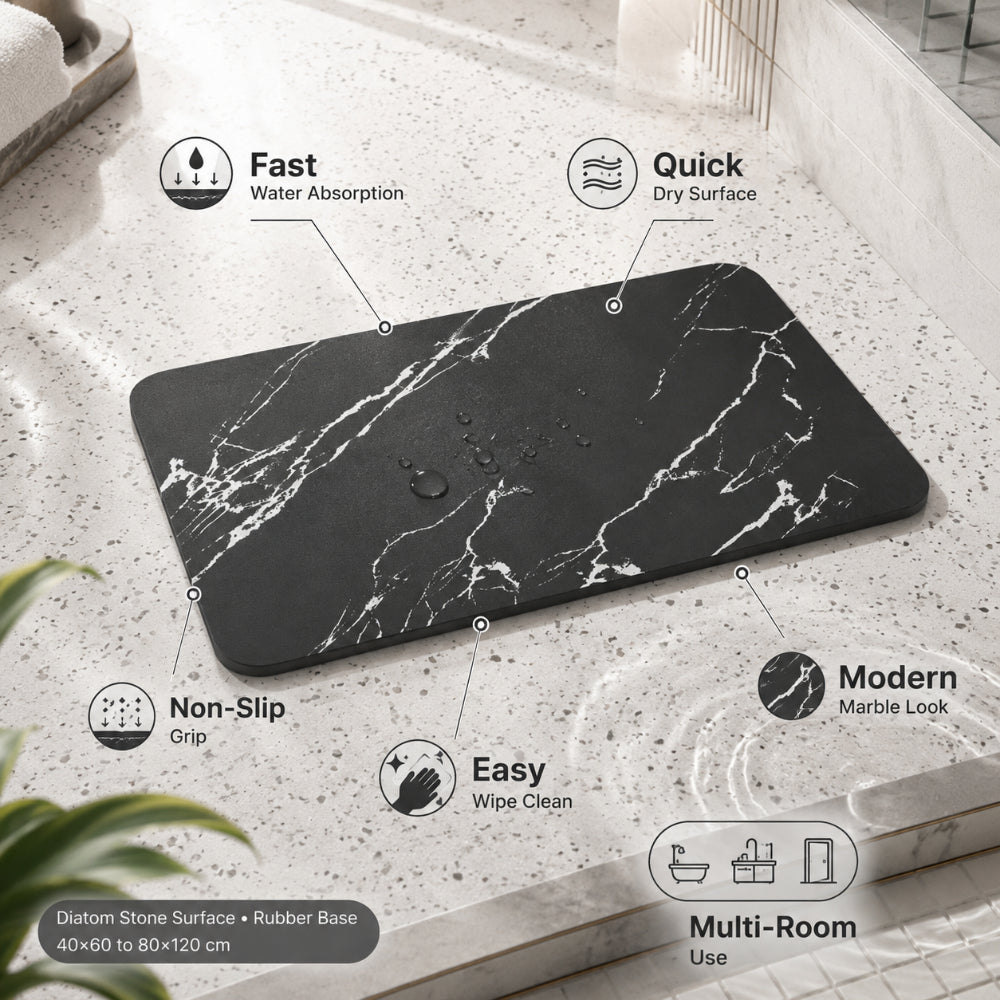 Quick-Dry Marble Bath Mat