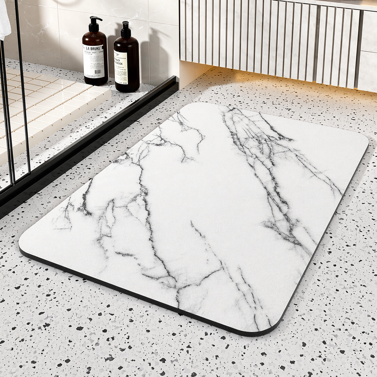 Quick-Dry Marble Bath Mat