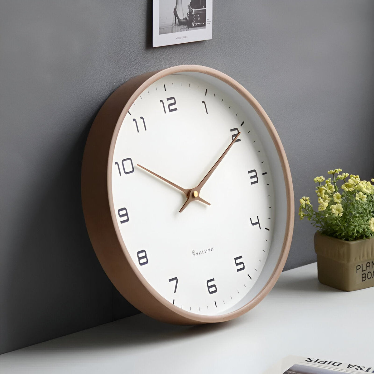 Nordic Wood Frame Glass Wall Clock