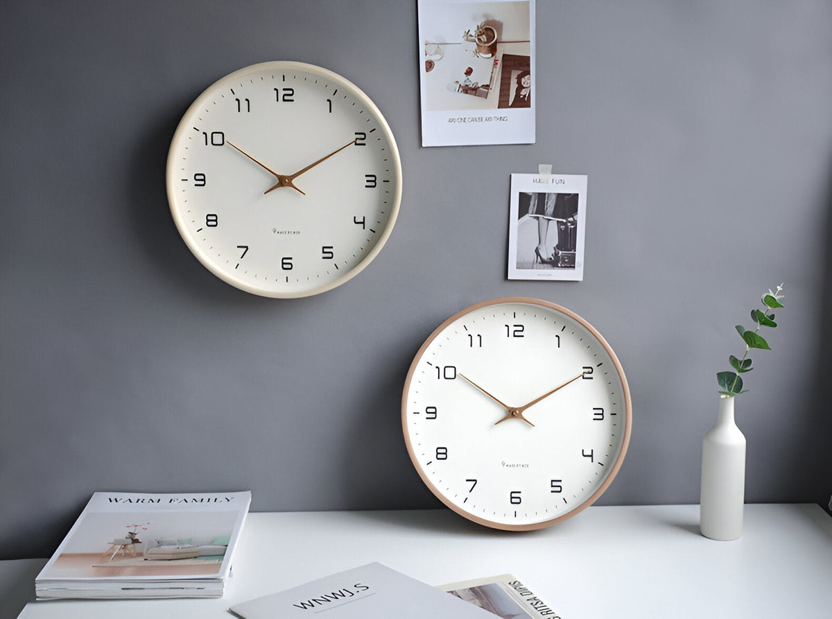 Nordic Wood Frame Glass Wall Clock