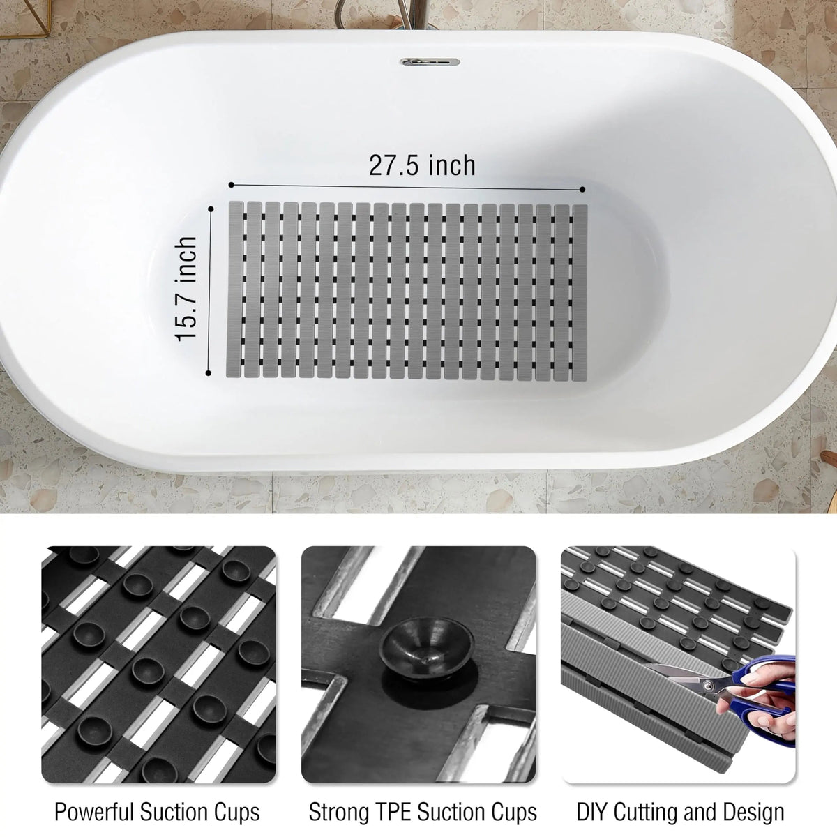 Striped Non-Slip Bathtub Mat