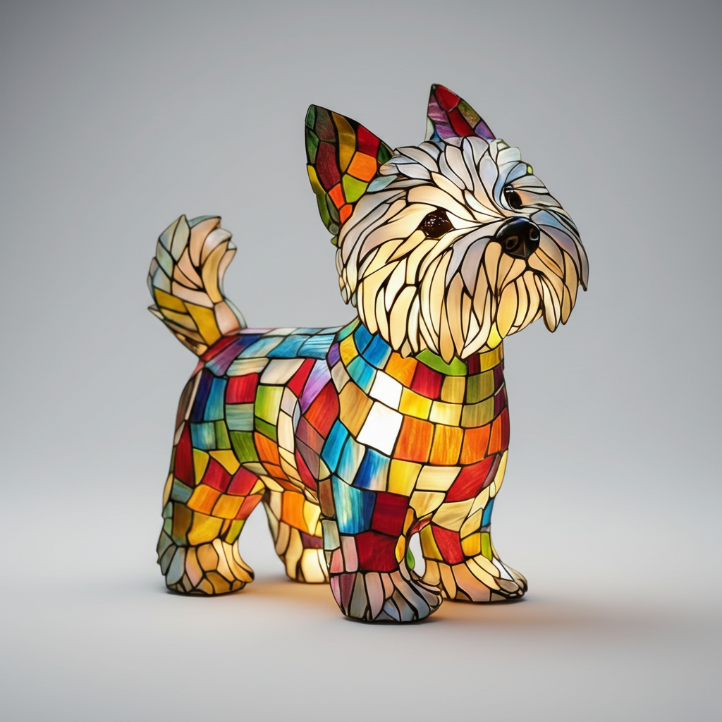 Cucciolo Stained Glass Dog Lamp