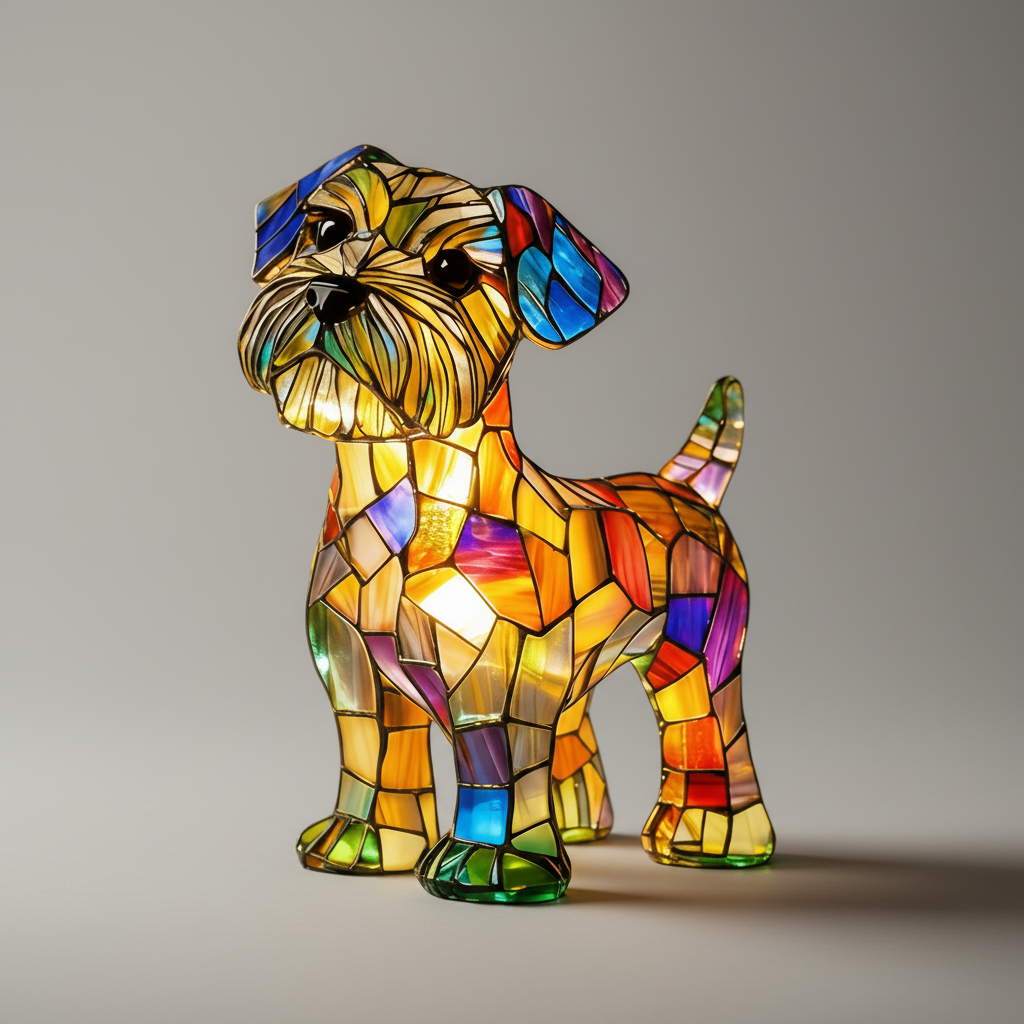 Cucciolo Stained Glass Dog Lamp