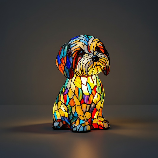 Cucciolo Stained Glass Dog Lamp