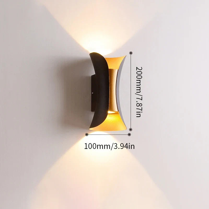 Modern Black & Gold Up-Down Outdoor Wall Light