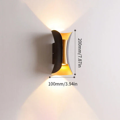 Modern Black & Gold Up-Down Outdoor Wall Light