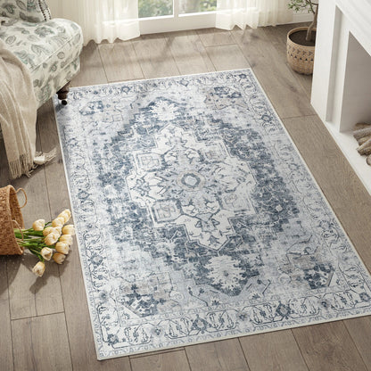 European Medallion Washable Area Rug