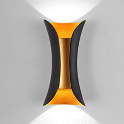 Modern Black & Gold Up-Down Outdoor Wall Light