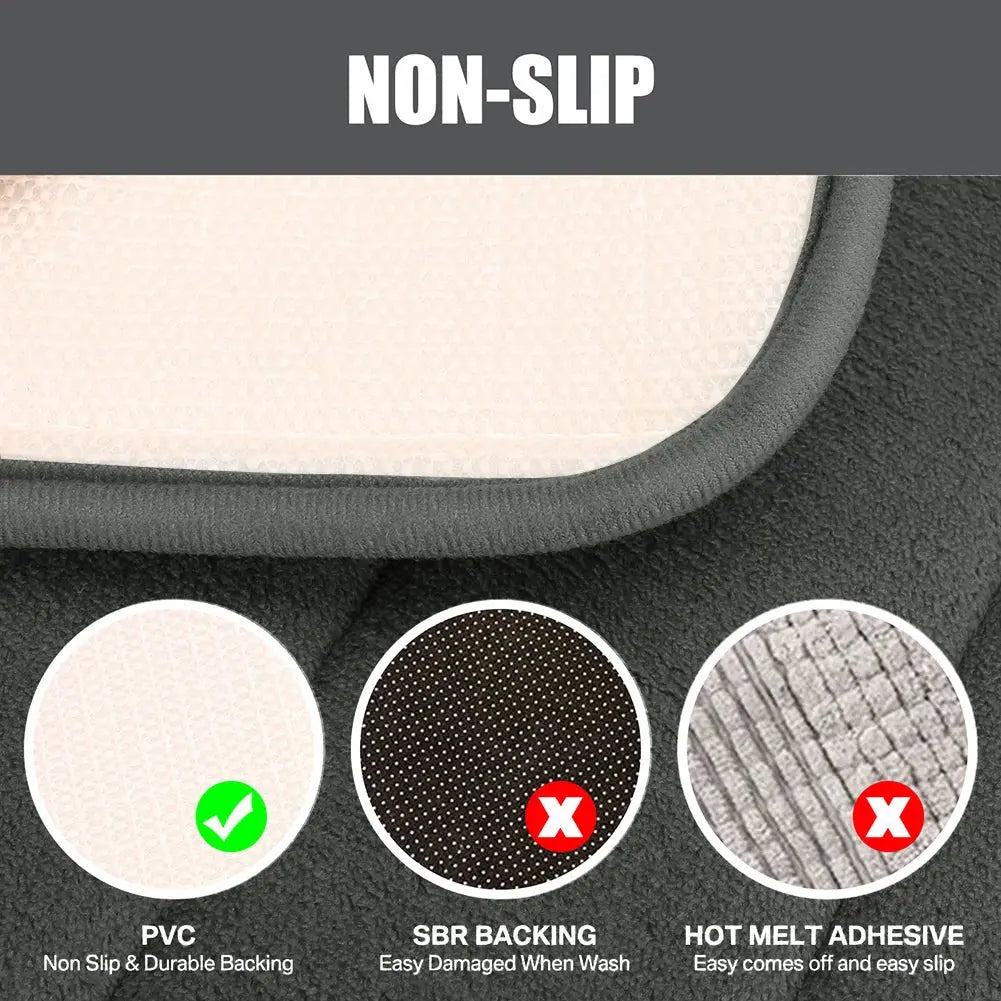 Velvet Memory Foam Bath Rug Set (3 Pcs)