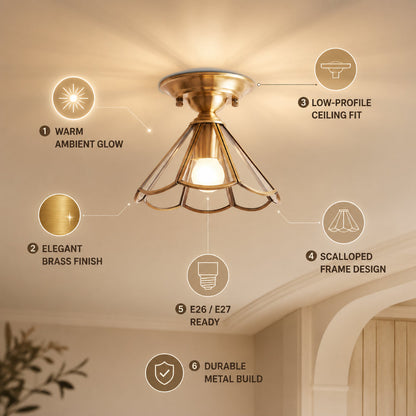 Ondina Scalloped Brass Ceiling Light