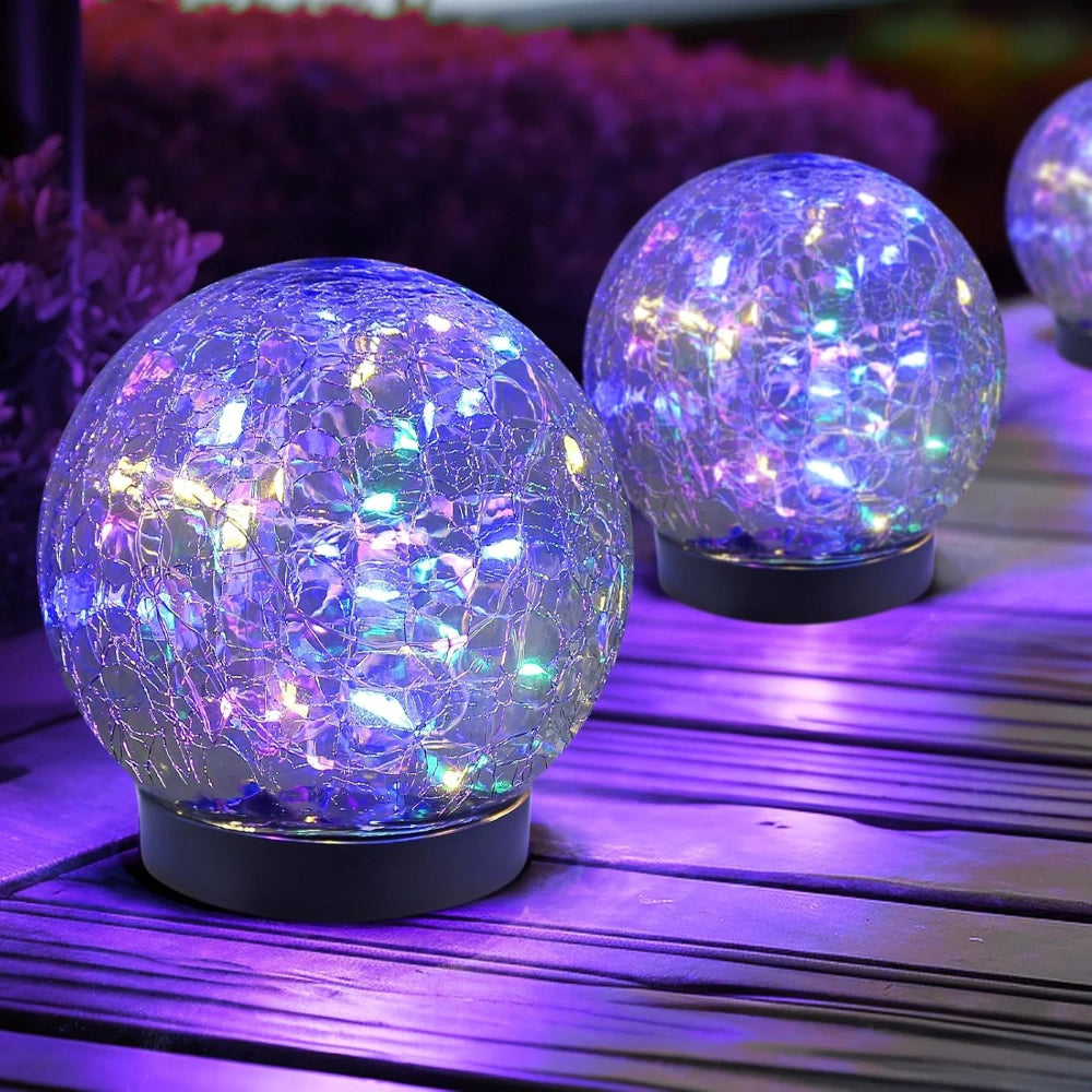 Solar Crackle Glass Globe Light