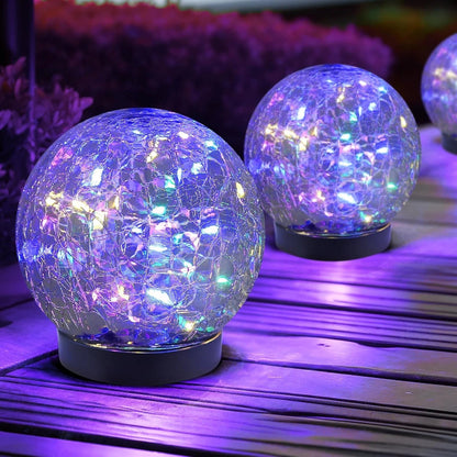 Solar Crackle Glass Globe Light