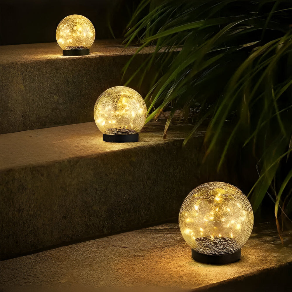 Solar Crackle Glass Globe Light