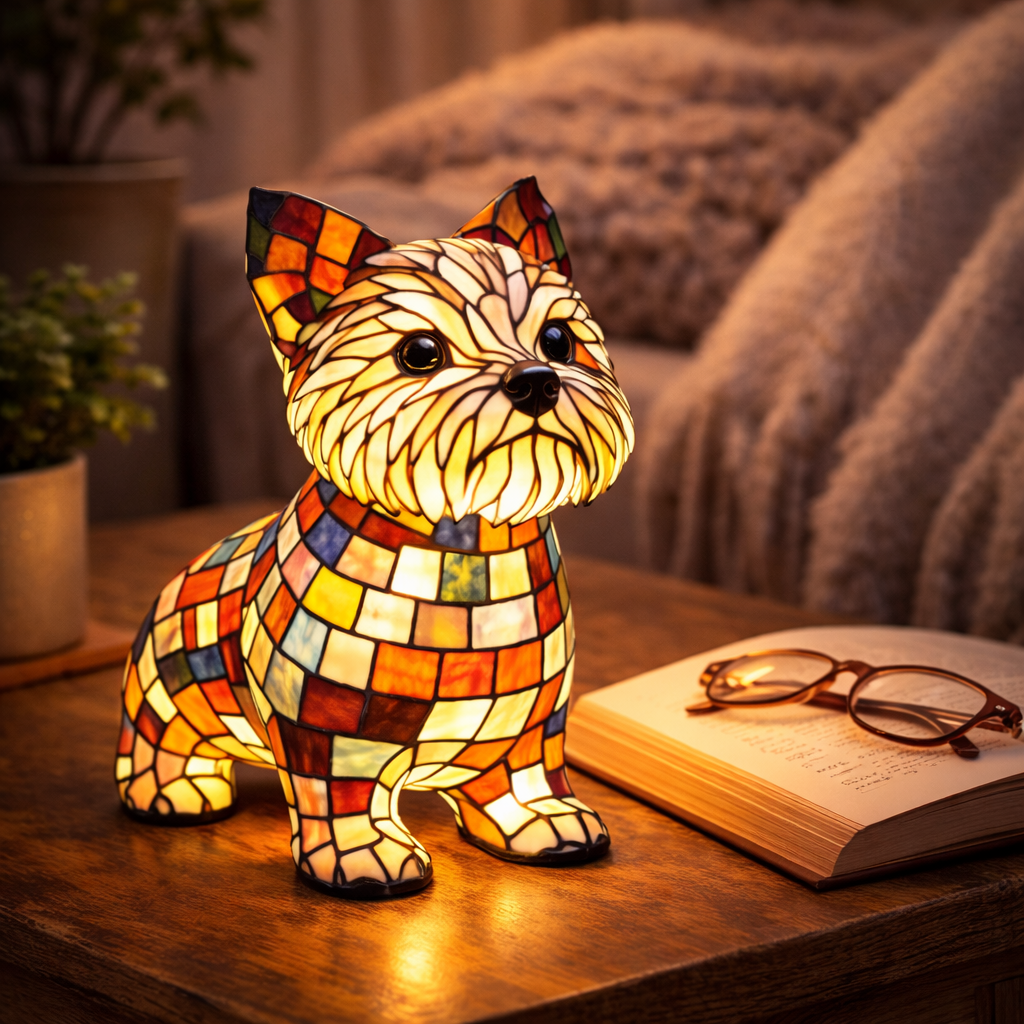 Cucciolo Stained Glass Dog Lamp