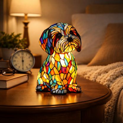 Cucciolo Stained Glass Dog Lamp