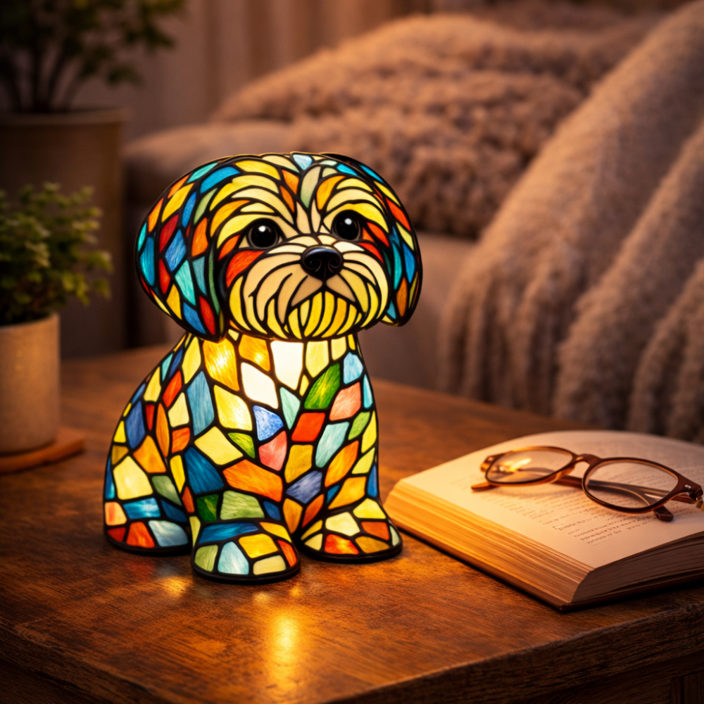 Cucciolo Stained Glass Dog Lamp