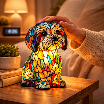 Cucciolo Stained Glass Dog Lamp