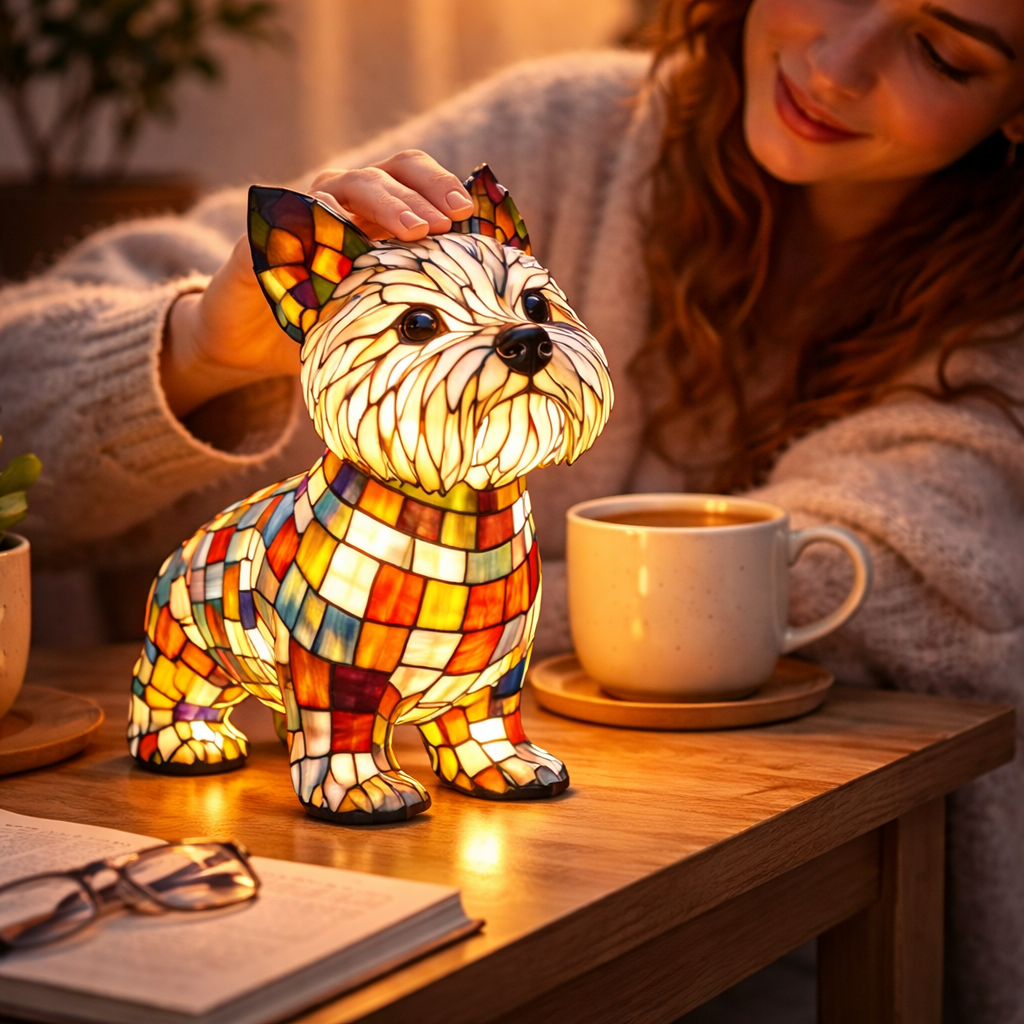 Cucciolo Stained Glass Dog Lamp