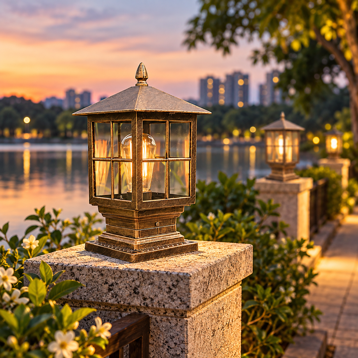 European Classic Outdoor Pillar Lantern Light
