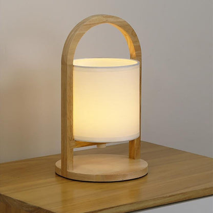 Faro Wood and Linen Cordless Lantern Lamp