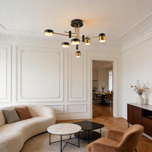 Astro sputnik chandelier in a living room