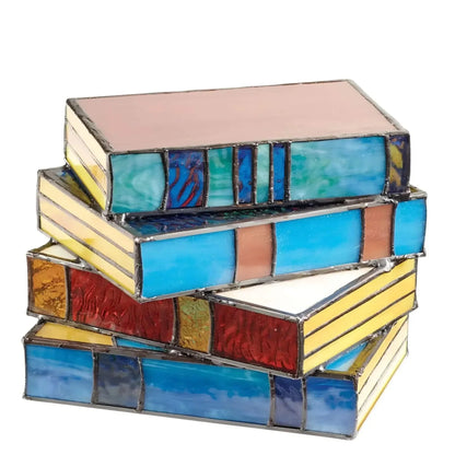 Biblioteca Stained Glass Book Lamp