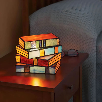 Biblioteca Stained Glass Book Lamp