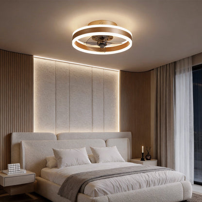 Sole gold ring ceiling fan light in a bedroom