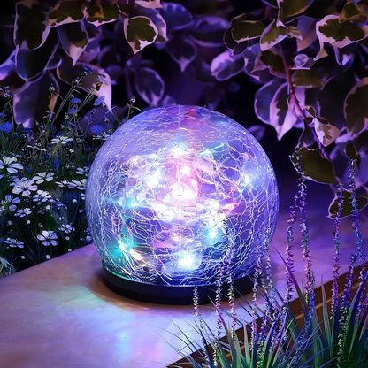 Solar Crackle Glass Globe Light