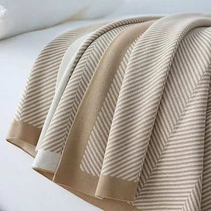 Scandinavian Herringbone Knit Throw Blanket