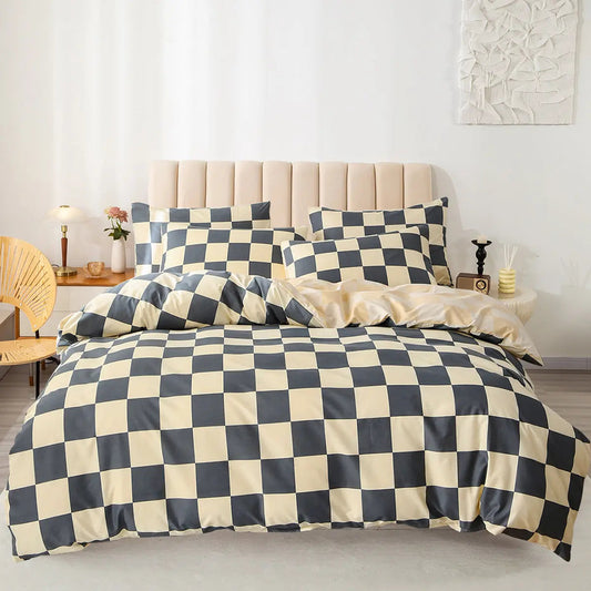 Scandinavian Checkered Bedding Set (4 Pcs)