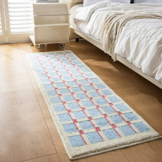 Modern Geometric Flocked Bath Rug