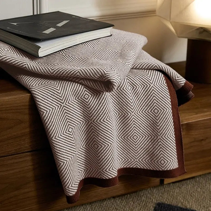 Scandinavian Herringbone Knit Throw Blanket