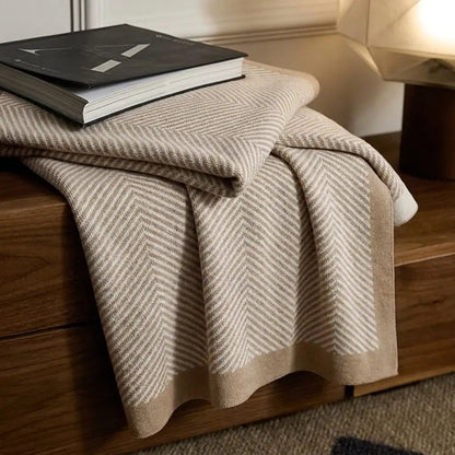 Scandinavian Herringbone Knit Throw Blanket