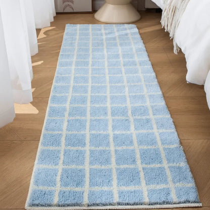 Modern Geometric Flocked Bath Rug