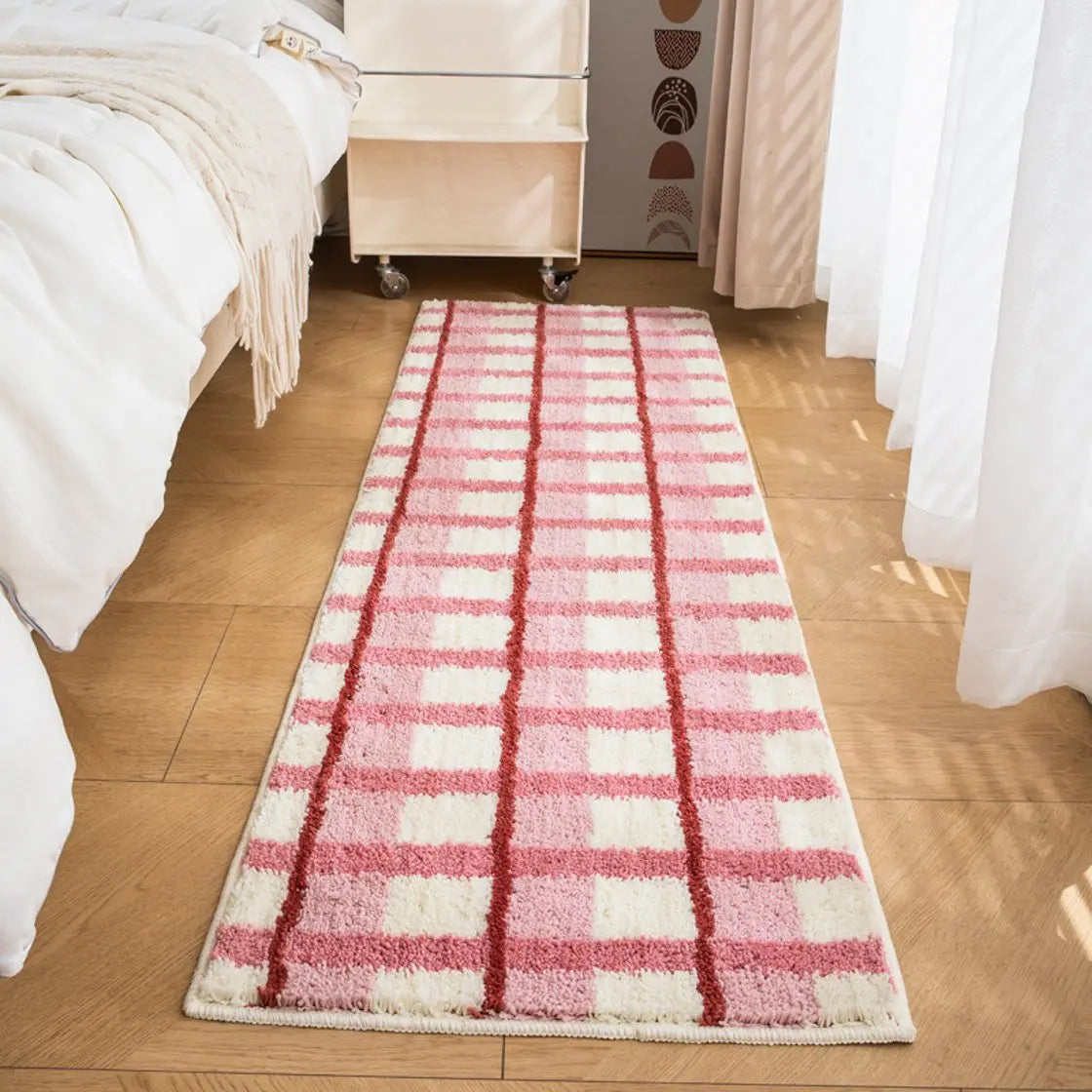 Modern Geometric Flocked Bath Rug